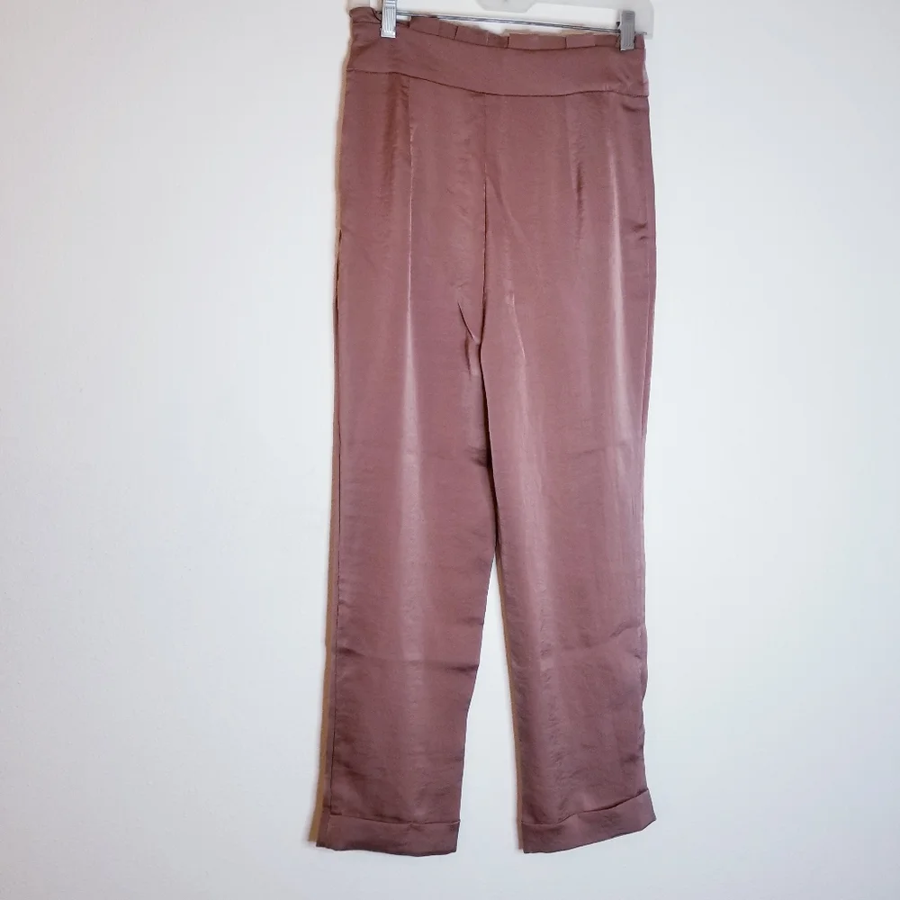 Nwt line + dot satin cropped copper colored pants